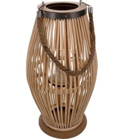 Bambusové svietidlo, ratanové, béžové, 40 cm