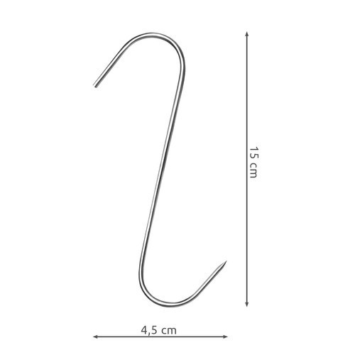 Hák na údenie, oceľové udiarenské háky typu S, silné, hrubé 15 cm, 15 kusov