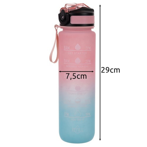 Fľaša Na Pitie Motivačná fľaša so slamkou Trizand s objemom 1000 ml