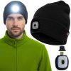 Dvojvrstvová zimná čiapka s USB LED svetlom, čierna