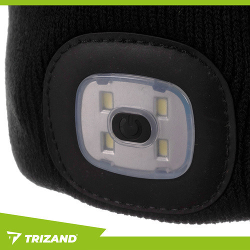 Dvojvrstvová zimná čiapka s USB LED svetlom, čierna