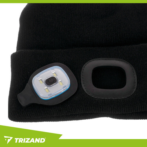 Dvojvrstvová zimná čiapka s USB LED svetlom, čierna