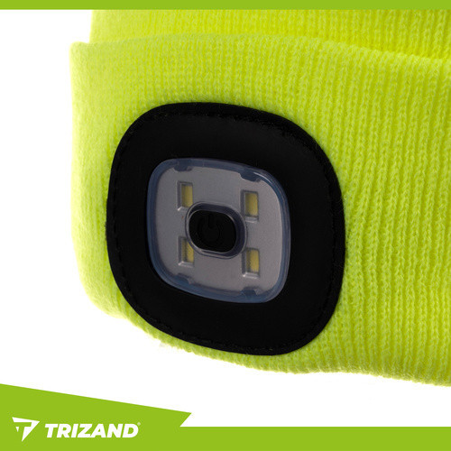 Dvojvrstvová zimná čiapka s USB LED svetlom, neónovo žltá