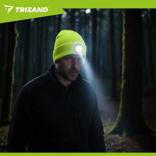 Dvojvrstvová zimná čiapka s USB LED svetlom, neónovo žltá