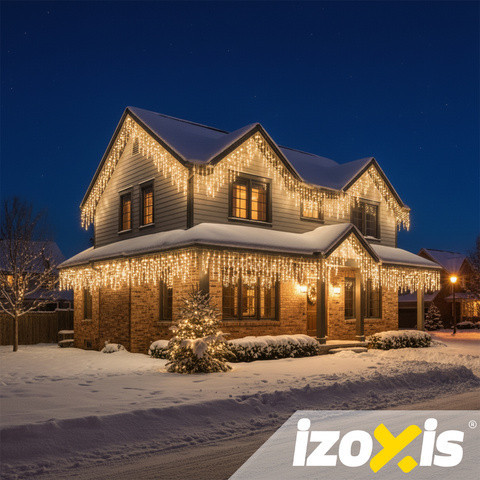 Izoxis Vianočné svetlá cencúle 22,5 m | 500 LED | Teplá biela | IP 44