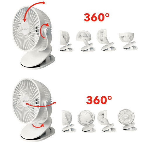 Bezdrôtový stolový ventilátor so stojanom, 1200 mAh, USB-C, biely