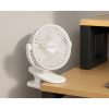 Bezdrôtový stolový ventilátor so stojanom, 1200 mAh, USB-C, biely