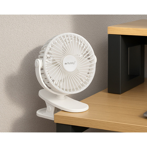 Bezdrôtový stolový ventilátor so stojanom, 1200 mAh, USB-C, biely