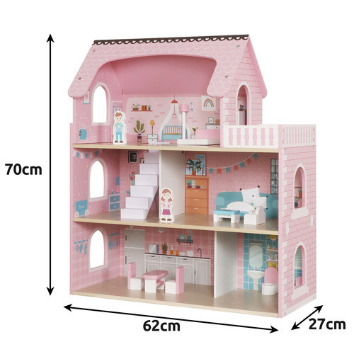 Domček pre bábiky Kruzzel Drevený domček pre bábiky Veľký + Svetlo 70 cm