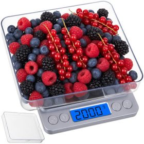   Presná LCD kuchynská váha s nosnosťou 2 kg, 2 miskami, nerezovým povrchom a funkciou tara