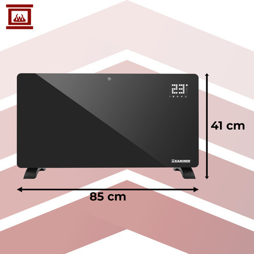 Elektrický sklenený ohrievač KAMINER 2500W X-SHAPE Aplikácia WiFi + Diaľkové ovládanie